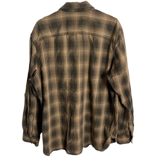 Men’s Timberland Brown Plaid Vintage Button Down Long Sleeve Size XXL! - Picture 2 of 7